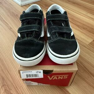 Vans Kids Black and White Velcro Sneakers